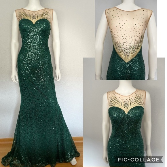 NWT LONG MERMAID PROM DRESS SEQUINS WEDDING GOWN LINED SPECIAL OCCASION EVENT - Picture 1 of 9